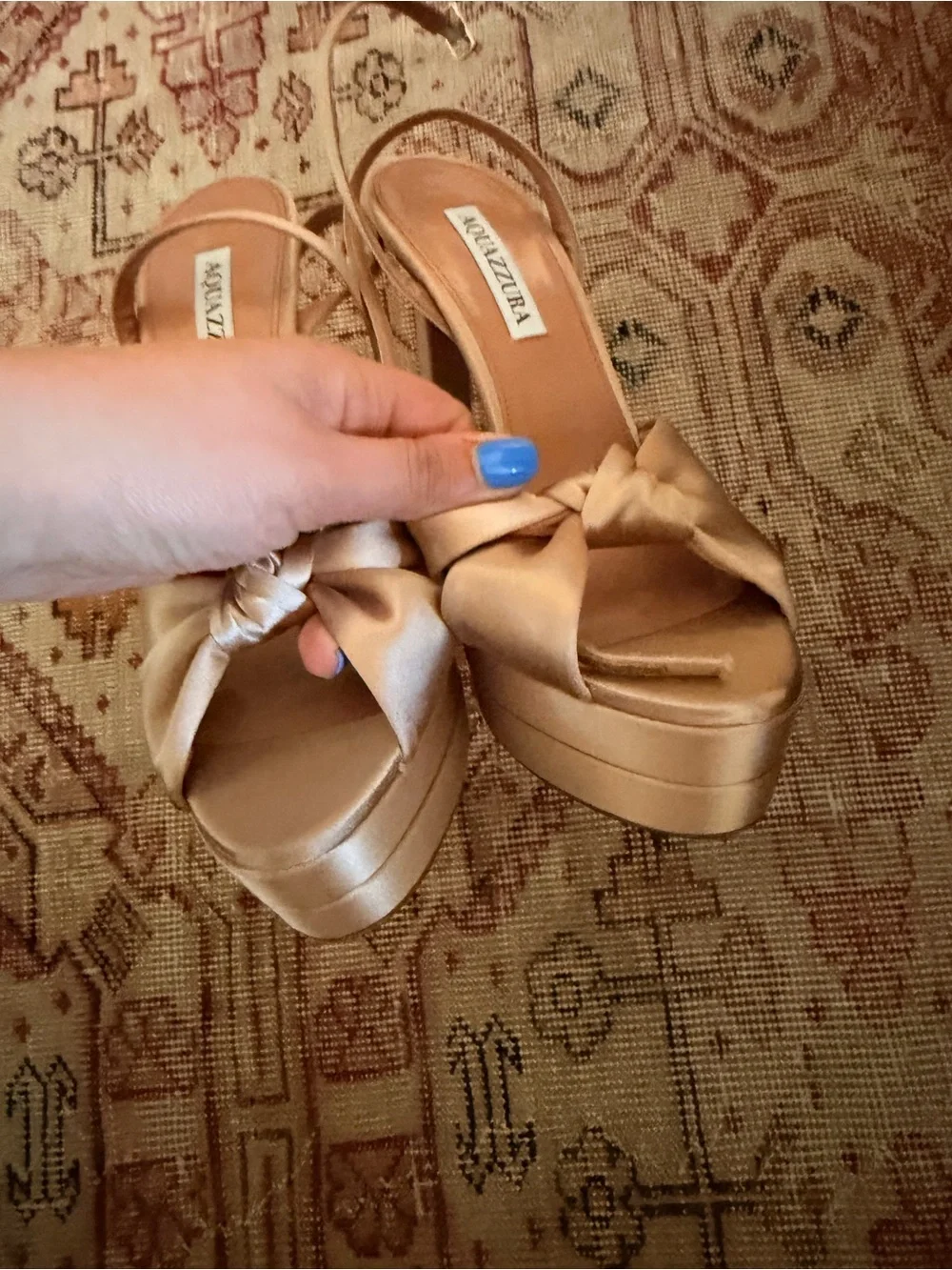 LIKE NEW Aquazzura Cupid 130 Plateau Sandal in Warm Nude size 39